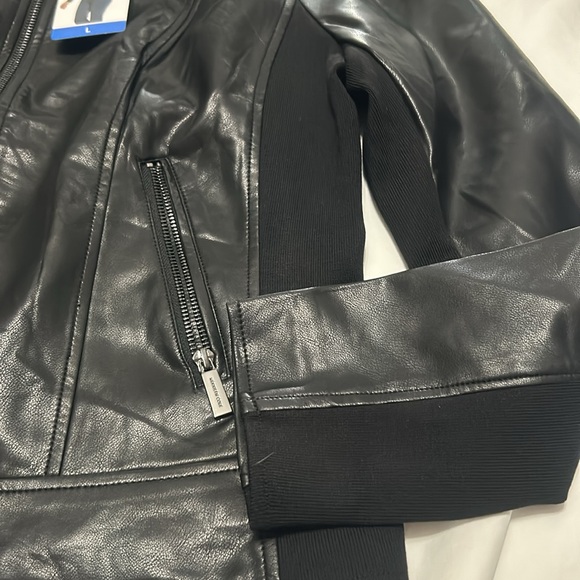 NWT Kenneth Cole Faux Leather Jacket black size M, L - Picture 10 of 12
